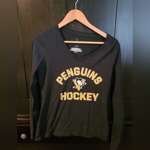 Womens Penguins Hockey Black Long Sleeve Shirt